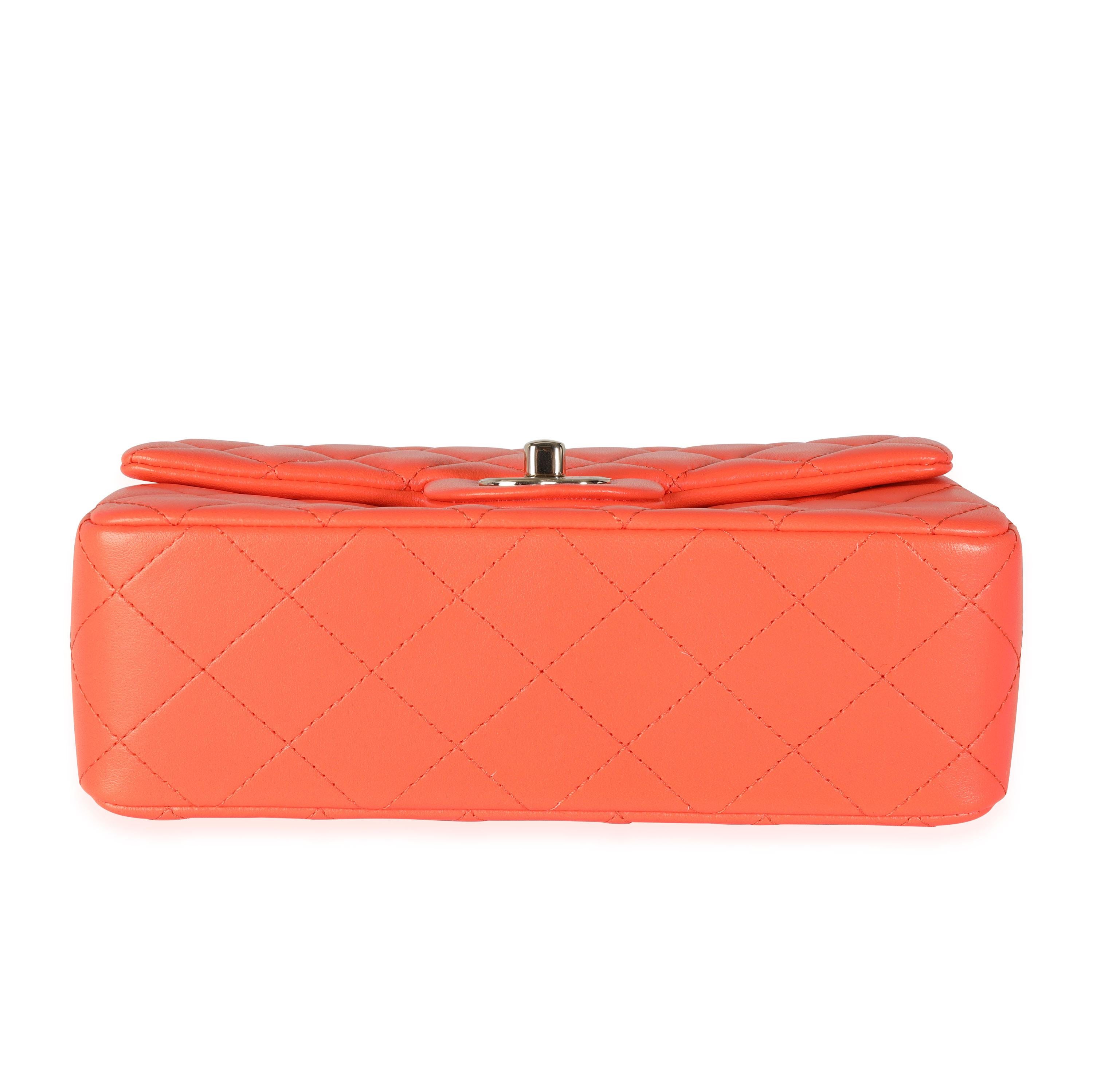 Chanel Orange Quilted Lambskin Classic Mini Flap Bag 1