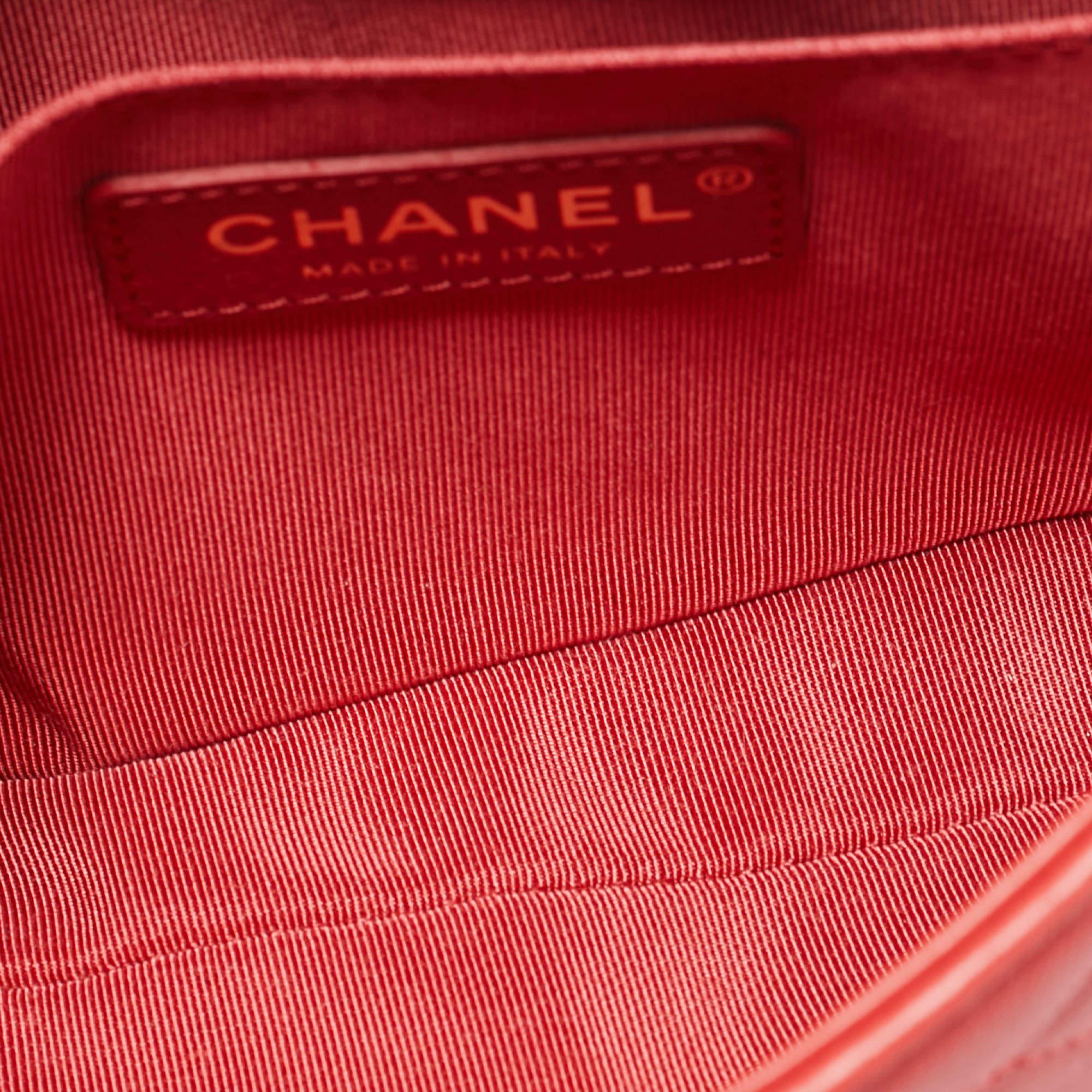 Chanel Orange Quilted Leather Envelope Flap Waist Bag 8