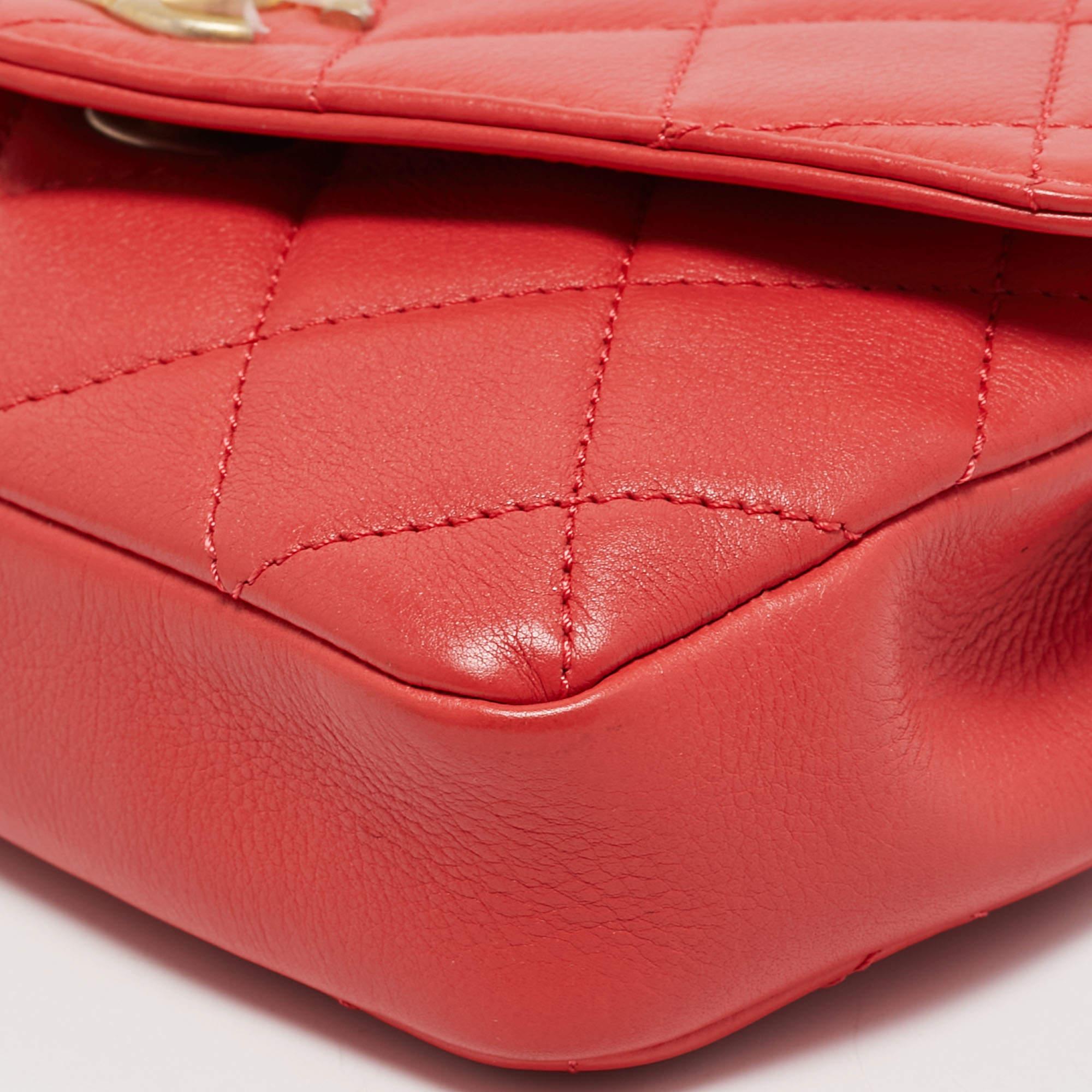 Chanel Orange Quilted Leather Envelope Flap Waist Bag 4