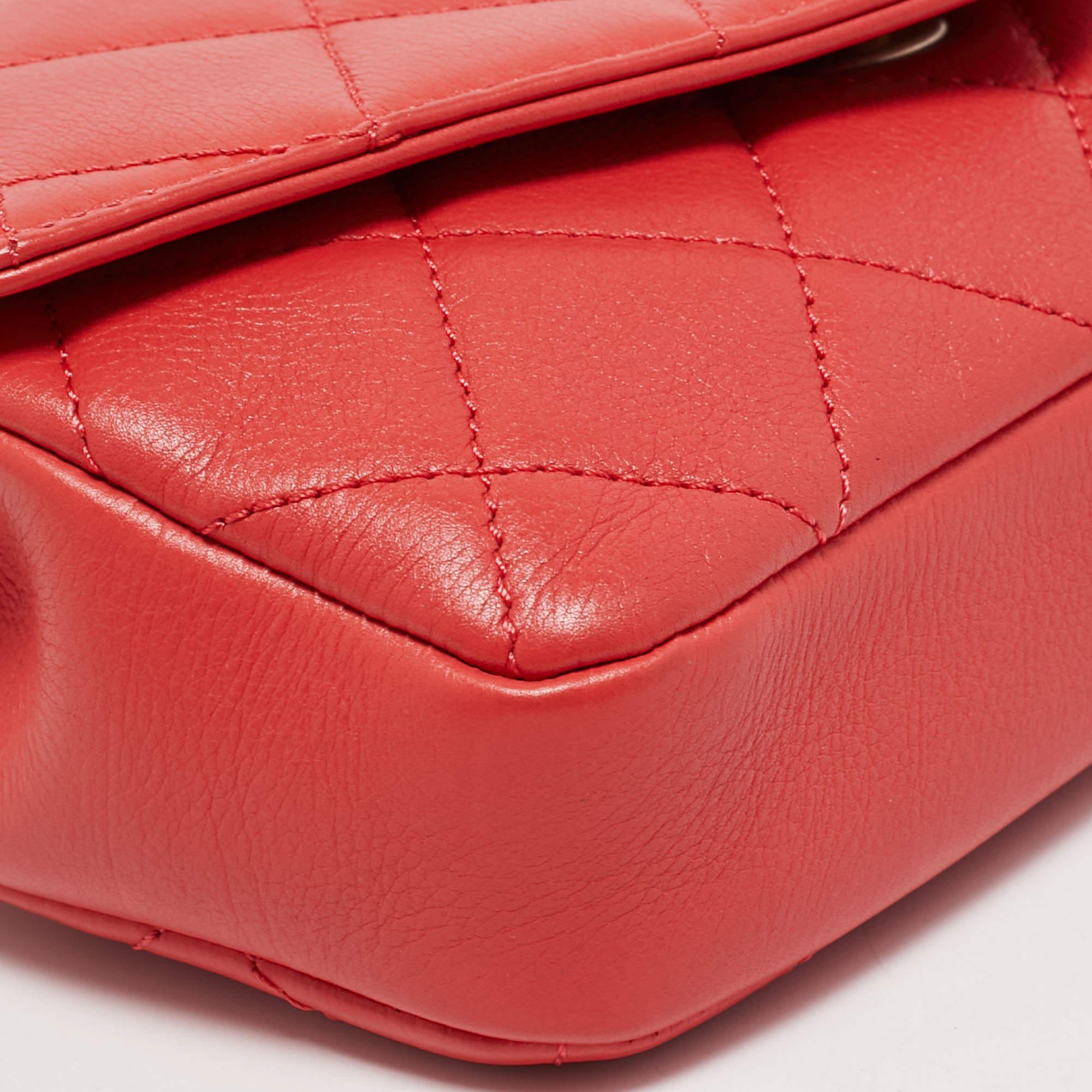 Chanel Orange Quilted Leather Envelope Flap Waist Bag 5