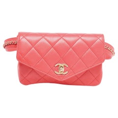 Chanel Orange Quilted Leather Envelope Flap Waist Bag