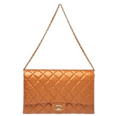 Chanel Orange Quilted Leather Flap Shoulder Bag
