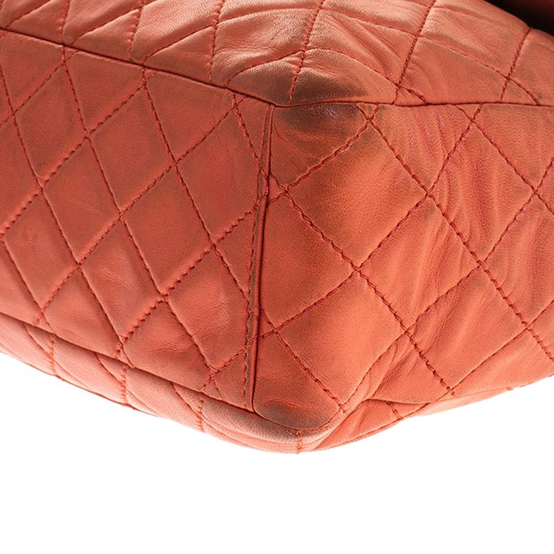 Chanel Orange Quilted Leather Maxi Classic Single Flap Bag 2
