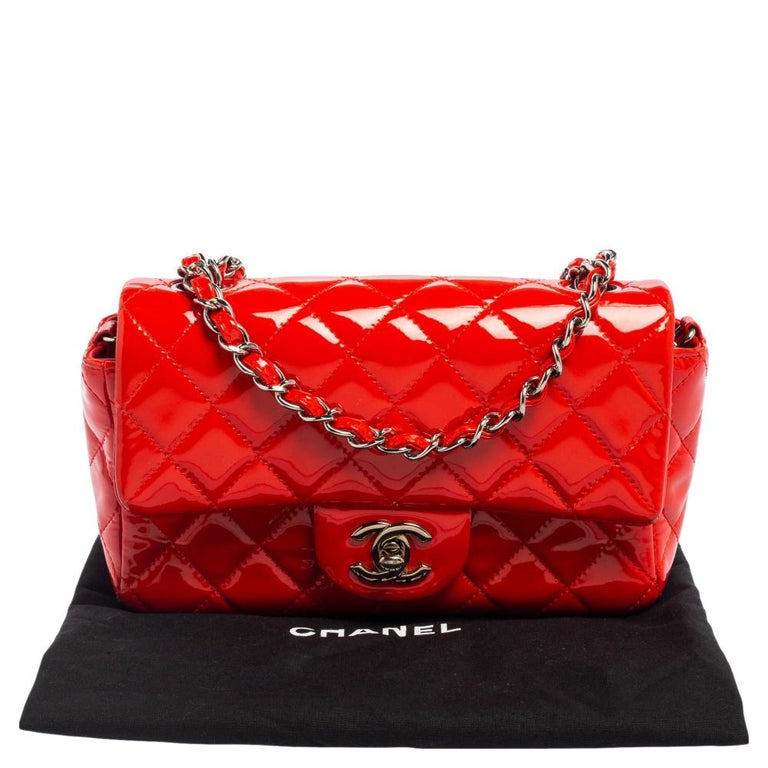 Chanel Orange Quilted Leather New Mini Classic Single Flap Bag at