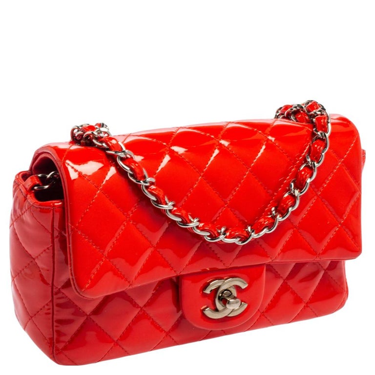 Chanel Orange Quilted Leather New Mini Classic Single Flap Bag For Sale ...