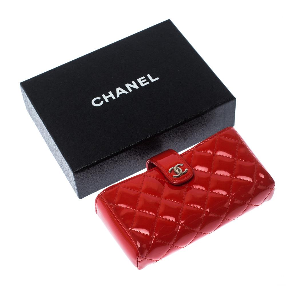 Chanel Orange Quilted Patent Leather iPhone Pouch 6