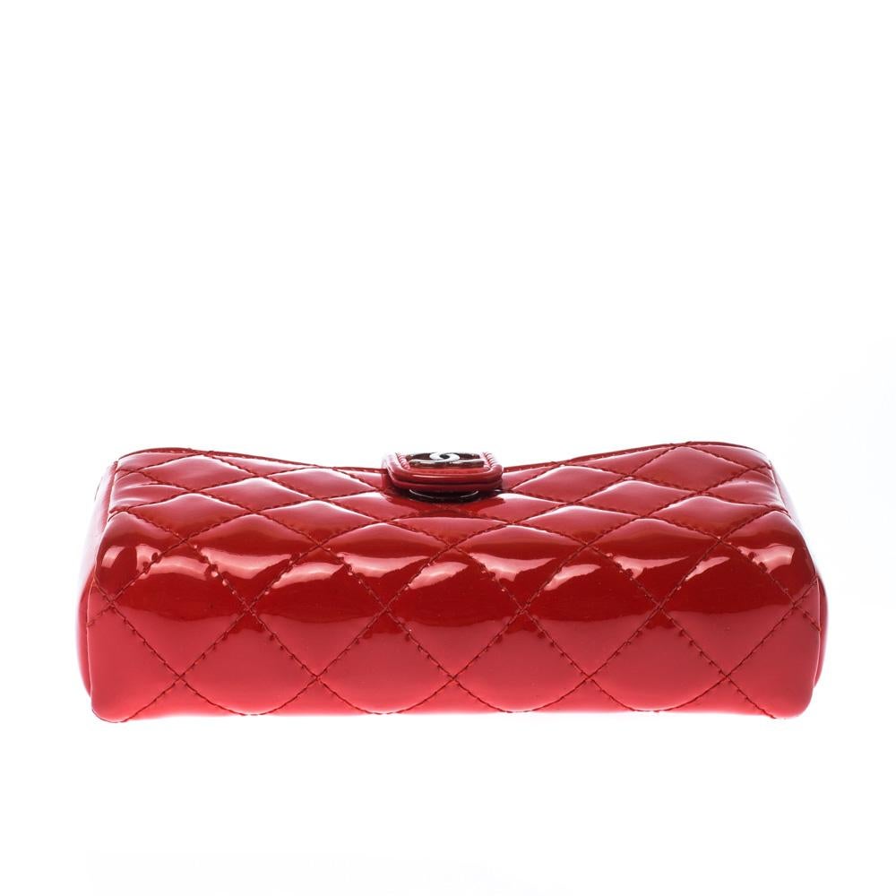Chanel Orange Quilted Patent Leather iPhone Pouch 3
