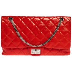 Chanel Orange Quilted Patent Leather Reissue 2.55 Classic 227 Flap Bag