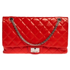 Chanel Orange Quilted Patent Leather Reissue 2.55 Classic 227 Flap Bag