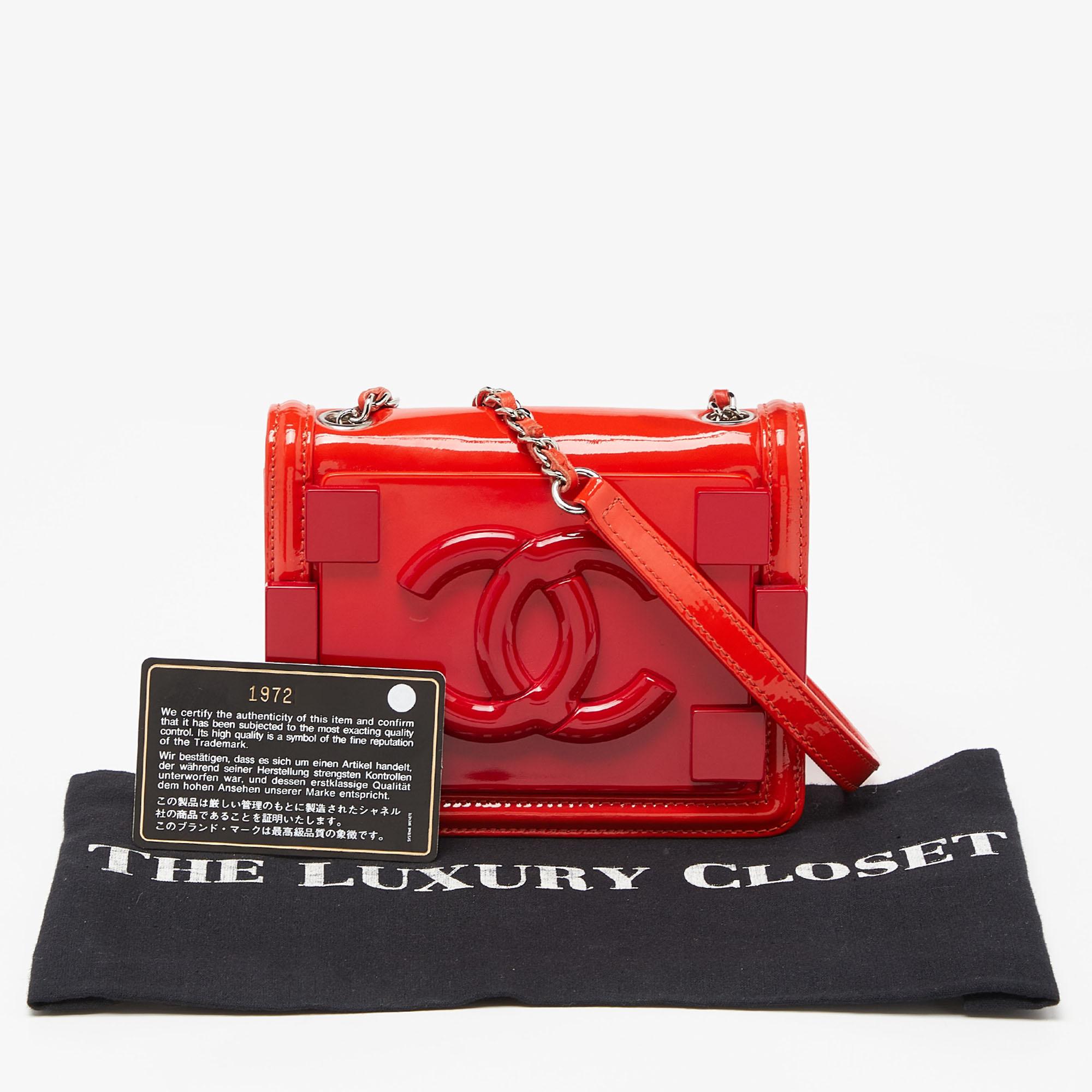 Chanel Orange/Red Plexiglass Boy Brick Bag For Sale 8