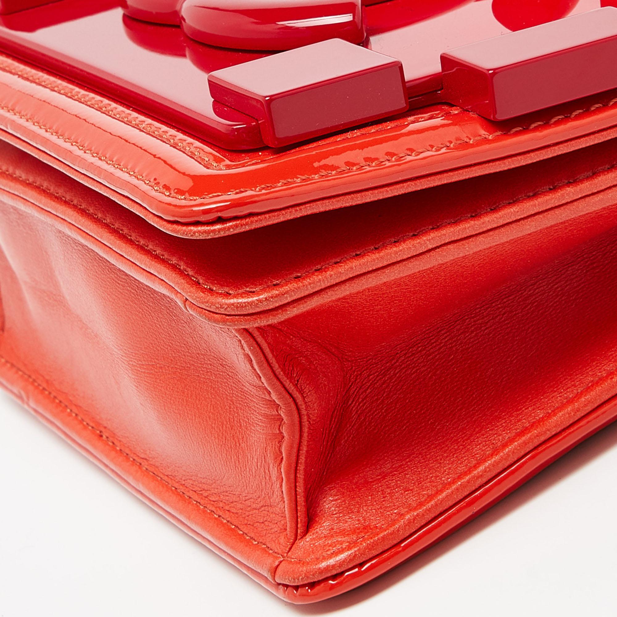 Chanel Orange/Red Plexiglass Boy Brick Bag For Sale 1