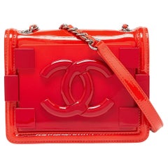 Used Chanel Orange/Red Plexiglass Boy Brick Bag