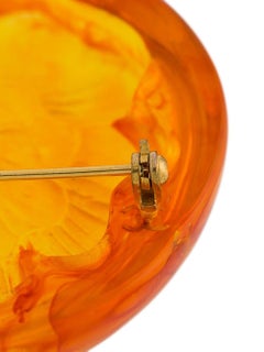 Chanel Orange Resin Round Brooch