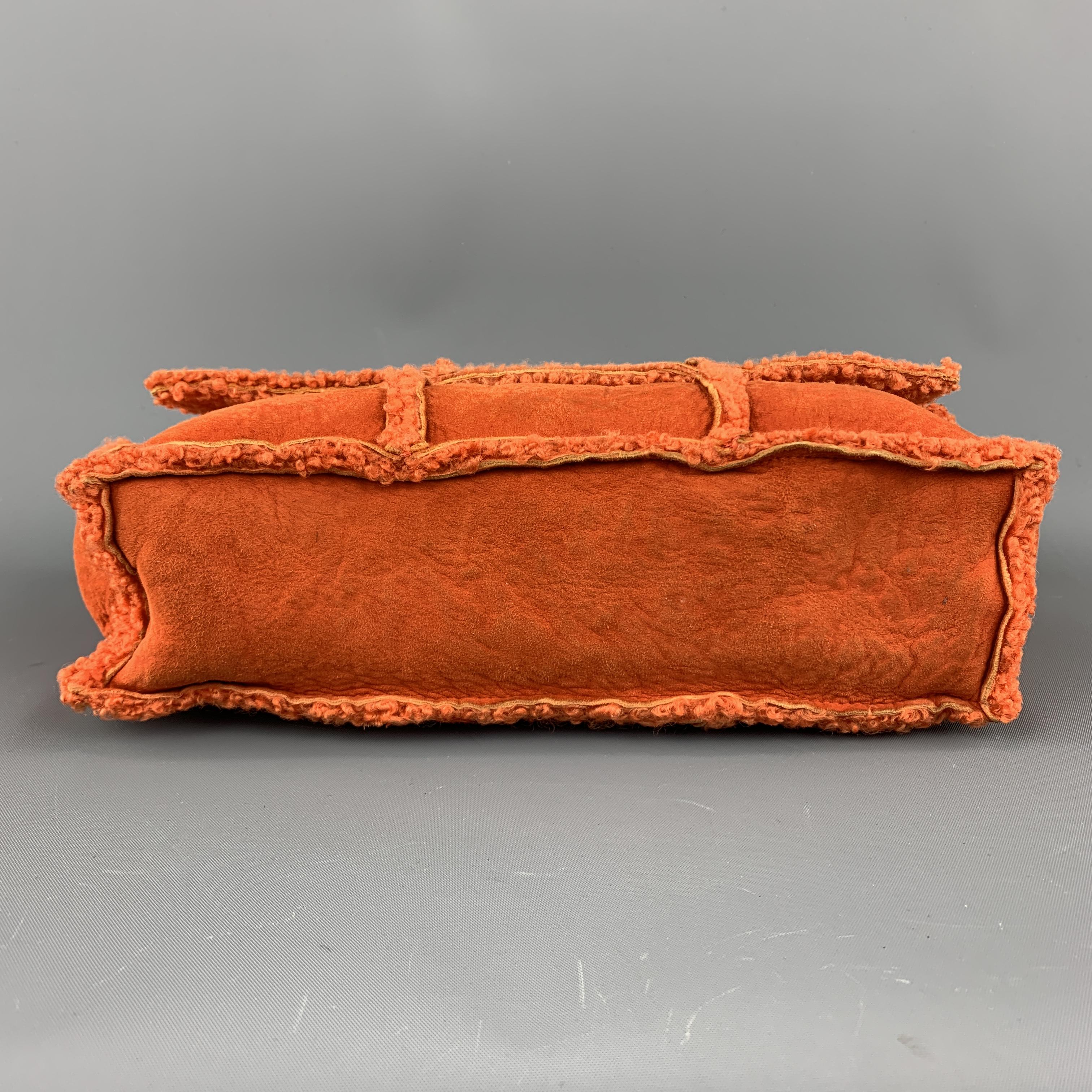 CHANEL Orange Shearling Quilted Turn Lock Handbag 1