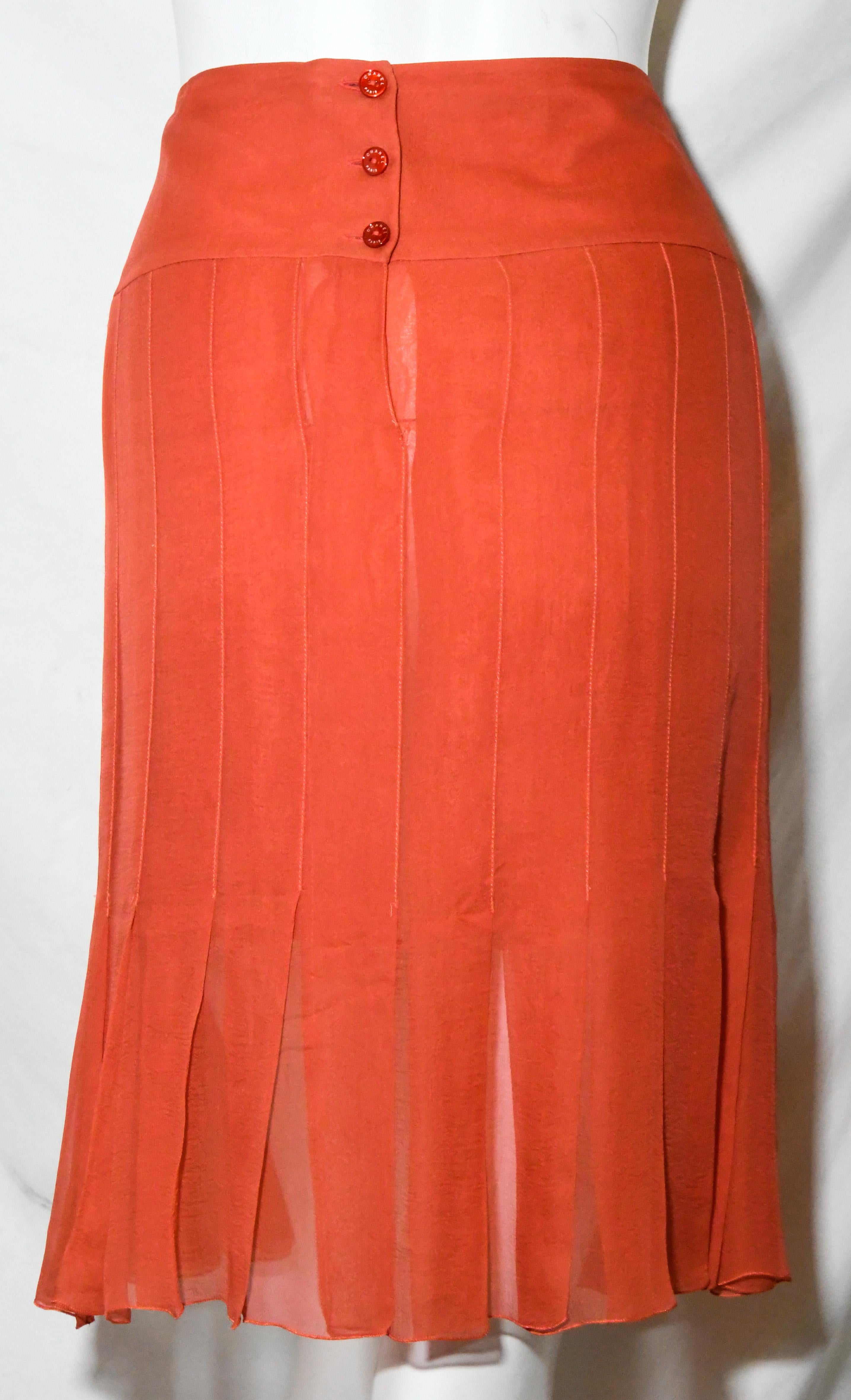 orange silk skirt