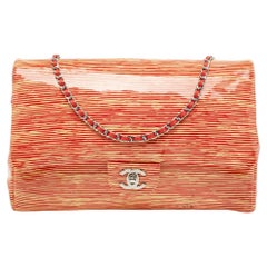 Chanel Orange Stripe Patent Leather Bag