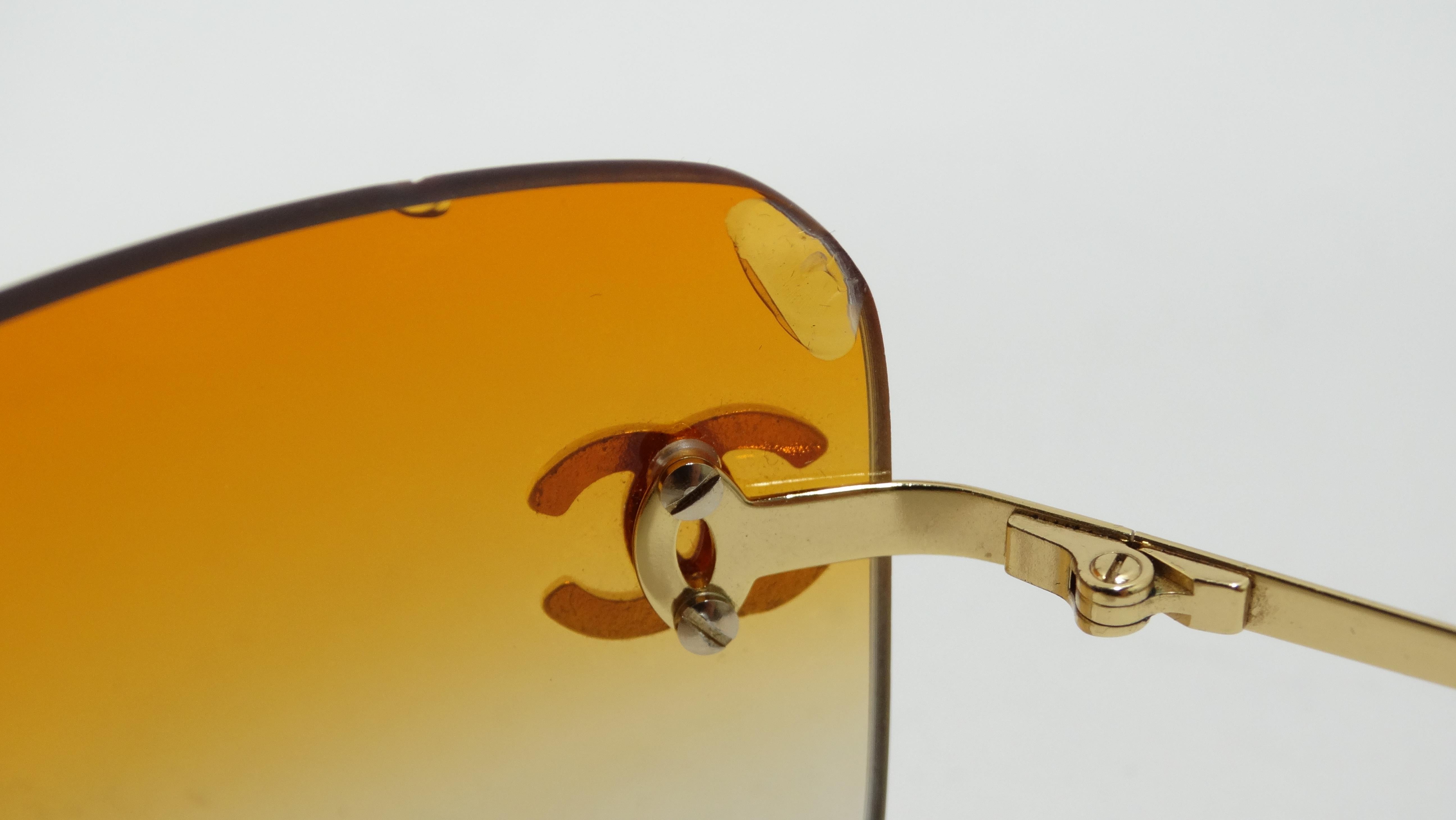 Chanel Orange Tinted Rhinestone Sunglasses 2