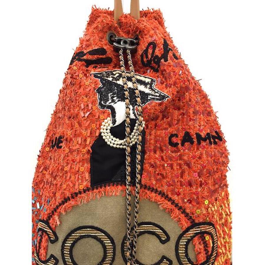 Chanel Orange Tweed Coco Club Backpack Cuba Collection, 2017 im Angebot 1