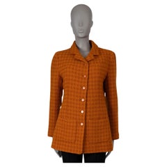 CHANEL orange wool 1995 95A HOUNDSTOOTH TWEED Jacket 44 L