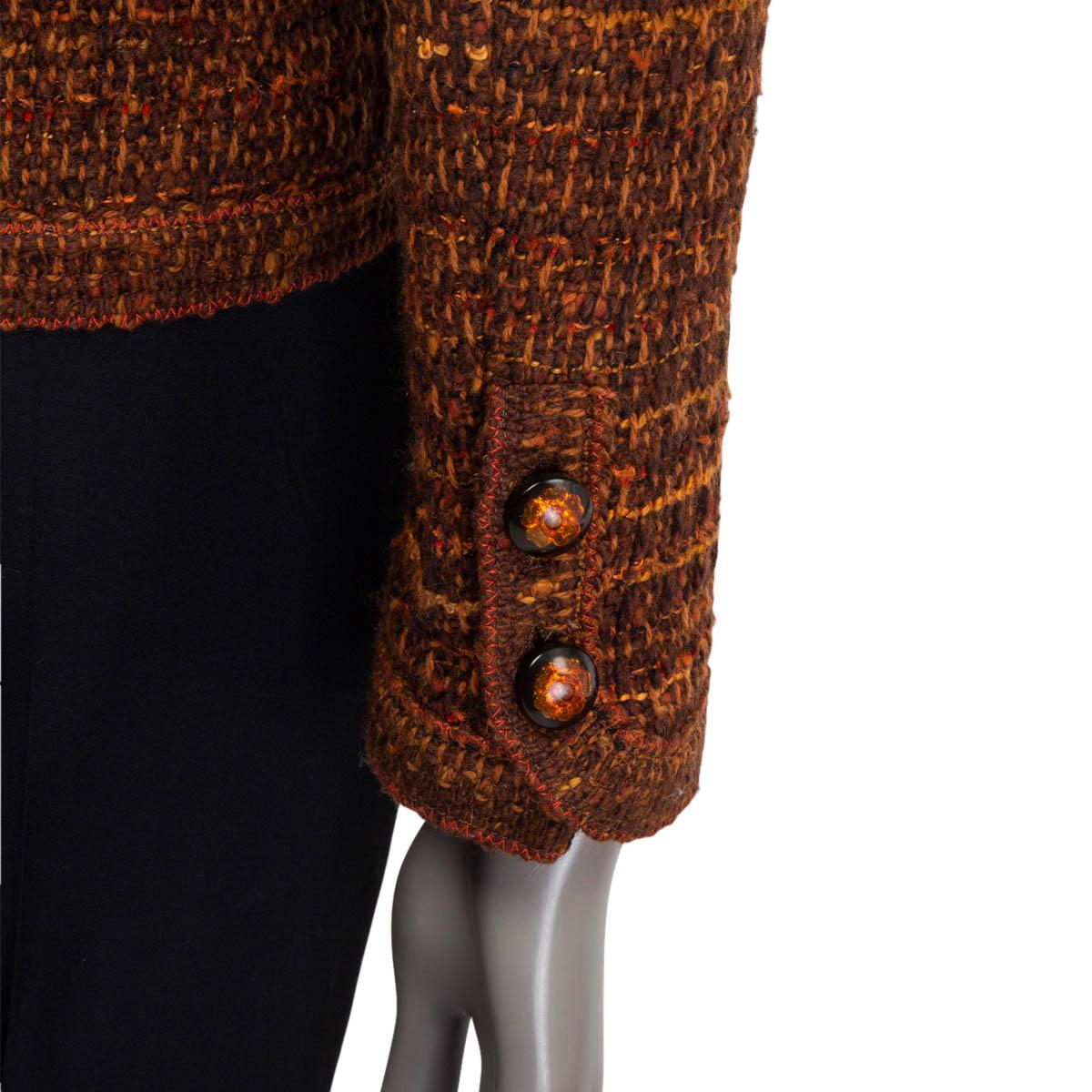 Women's CHANEL orange wool blend 1998 V-NECK KNIT Blazer Jacket 36 XS For Sale