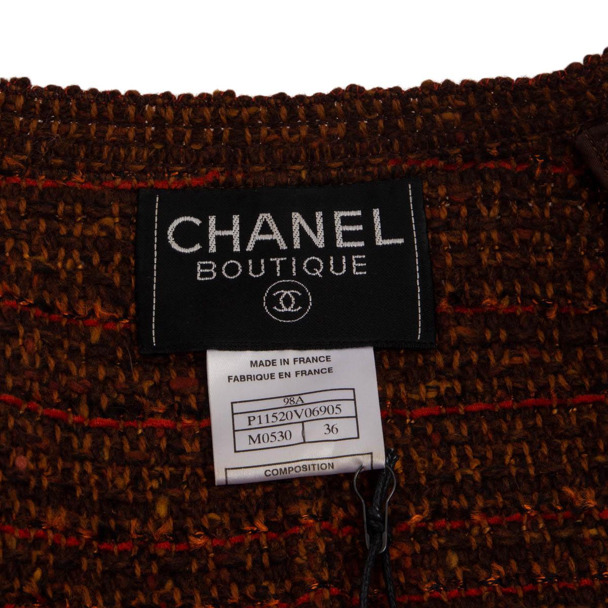CHANEL orange wool blend 1998 V-NECK KNIT Blazer Jacket 36 XS For Sale 1