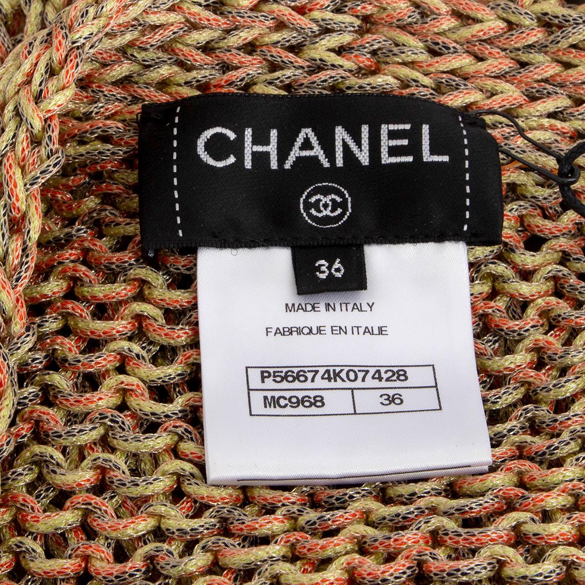 Cardigan Chanel en coton multicolore orange et jaune, taille 36 XS, 2017 en vente 2