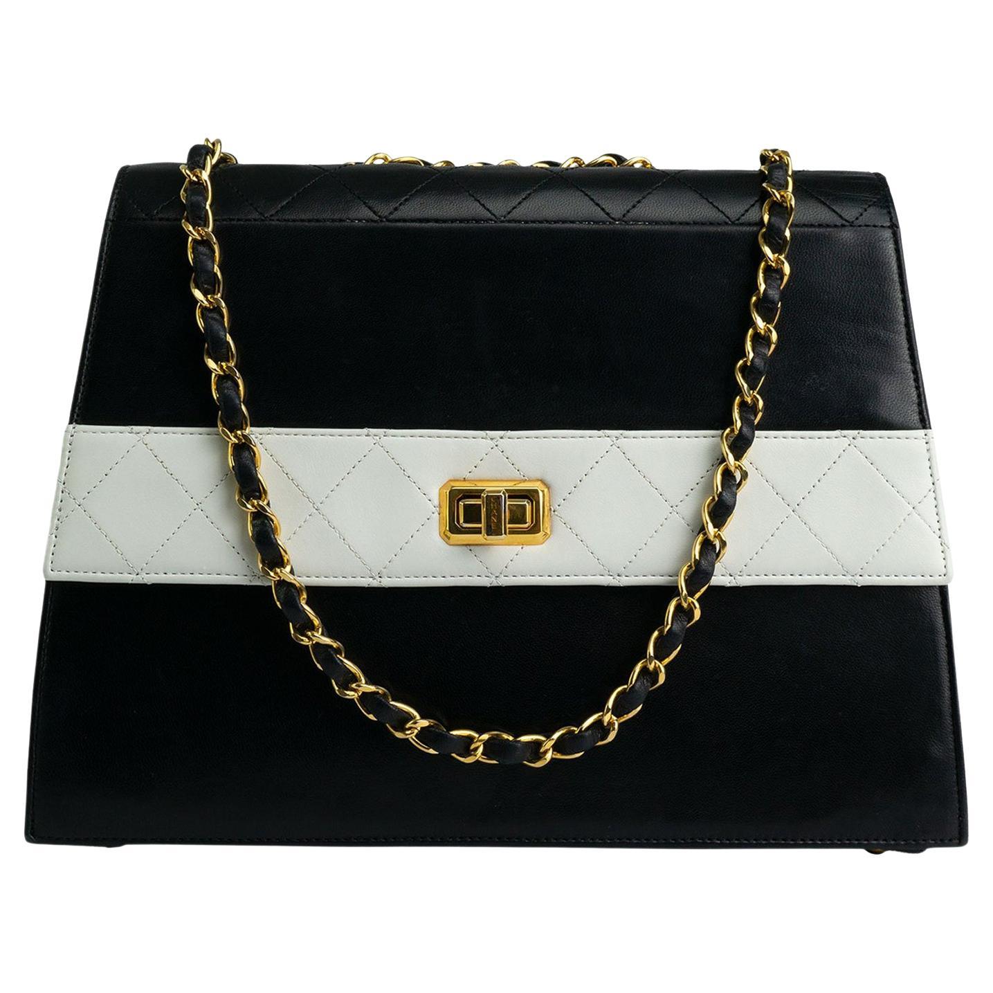 Chanel Oreo 80's Vintage Rare Collector Classic Flap Bag