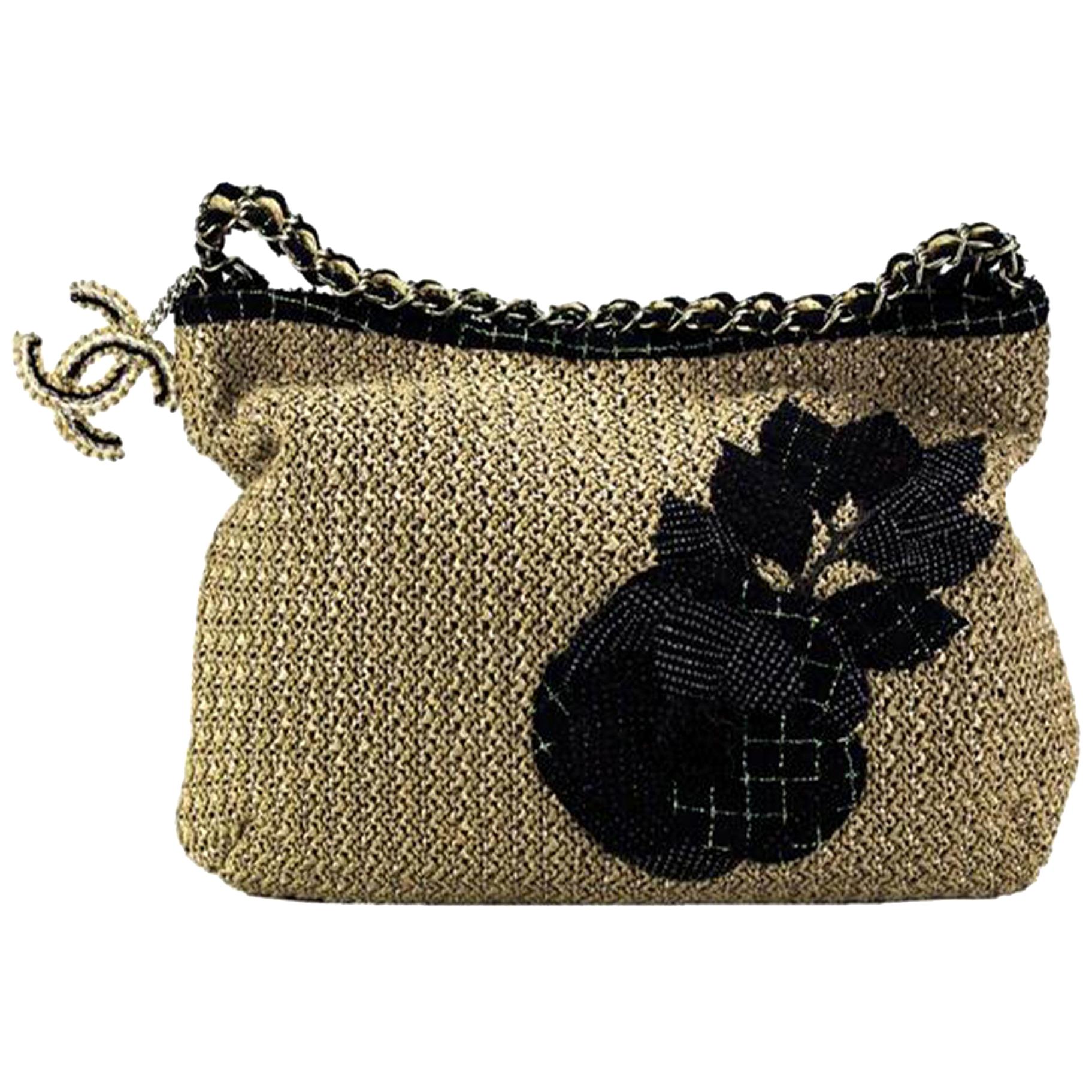 Chanel Organic Raffia Camelia Limited Edition Tote Beige Rope Shoulder