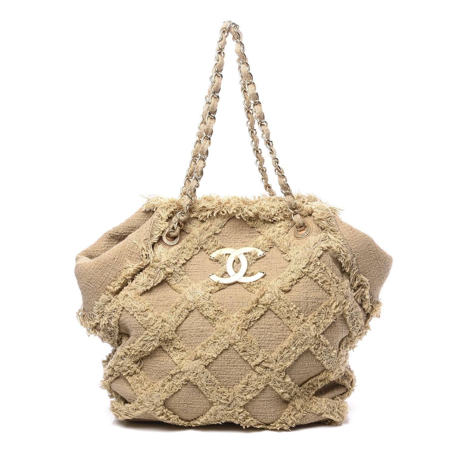 Chanel Organic Rope Woven Quilted Nature Beige Tweed Tote Bag für Damen oder Herren im Angebot