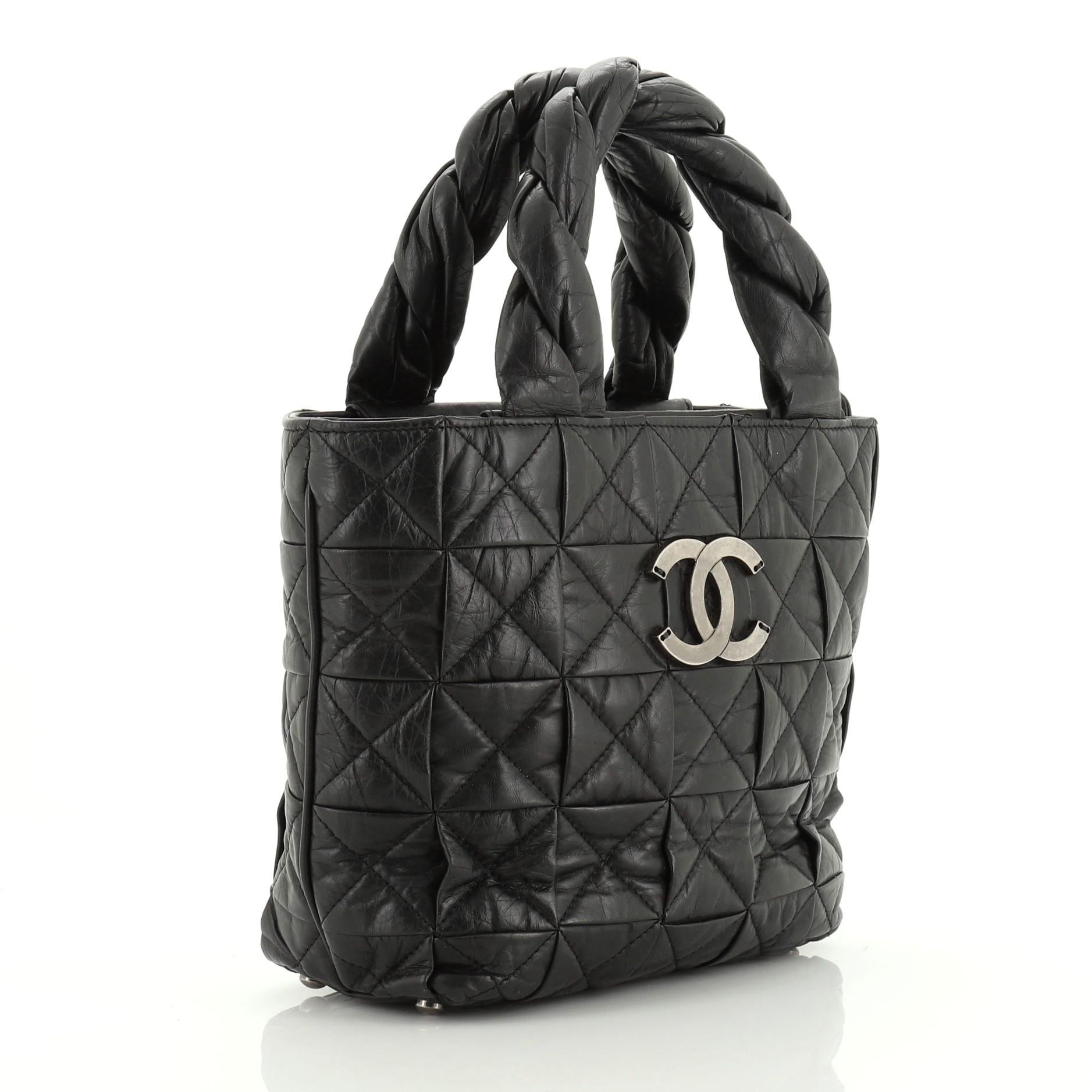 Black Chanel Origami Tote Quilted Aged Calfskin Small