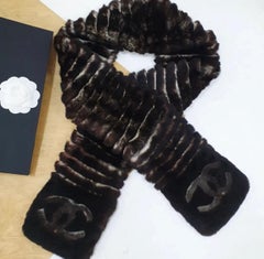 Chanel Orillag Dark Brown Rabbit Fur Scarf