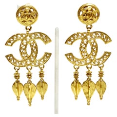 Retro Chanel Ornate Dangle Earrings