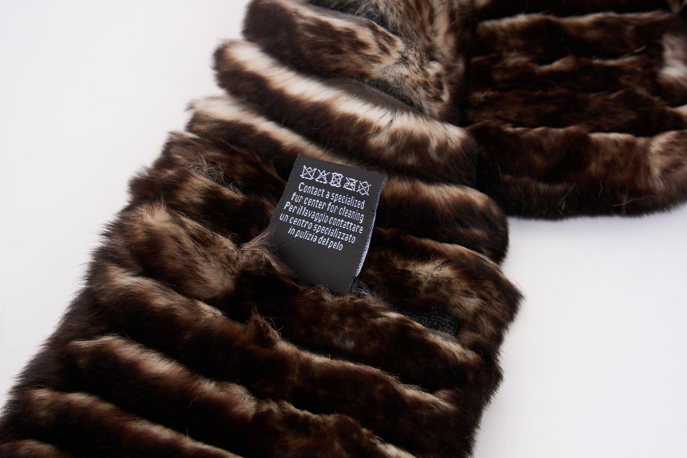 Chanel Orylag Fur Brown Logo Scarf In New Condition For Sale In West Hollywood, CA