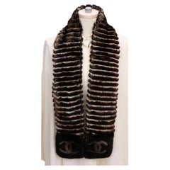 Chanel Orylag Fur Brown Logo Scarf
