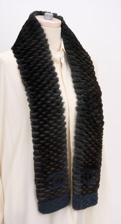 Chanel Orylag Two Tone Logo Scarf