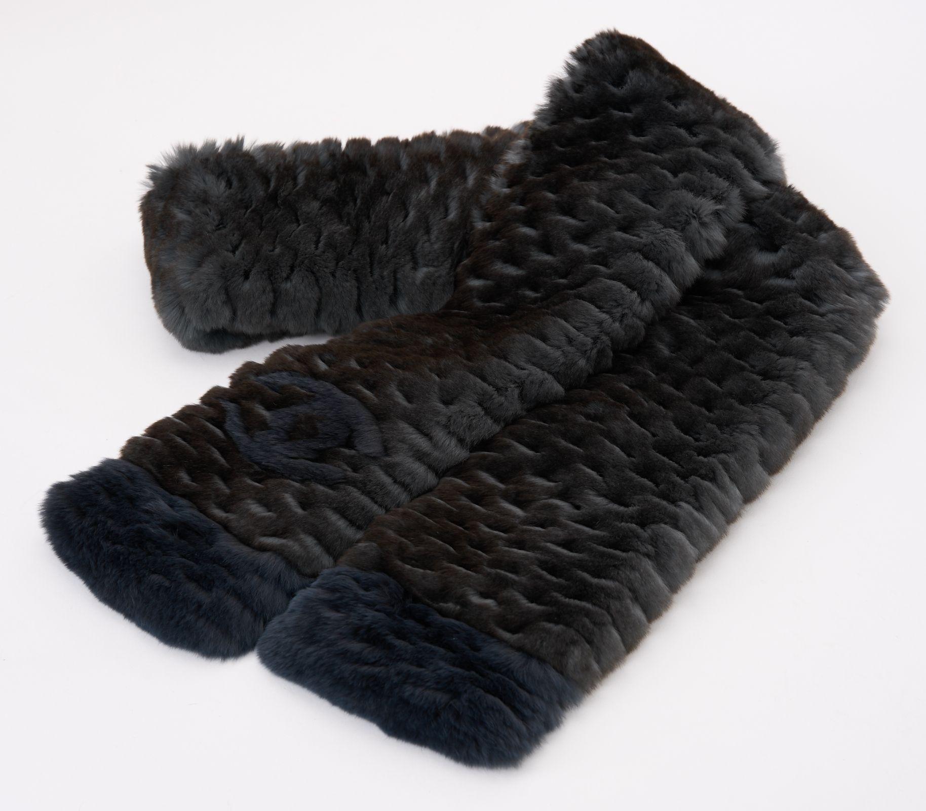Black Chanel Orylag Fur Two Tone Logo Scarf For Sale