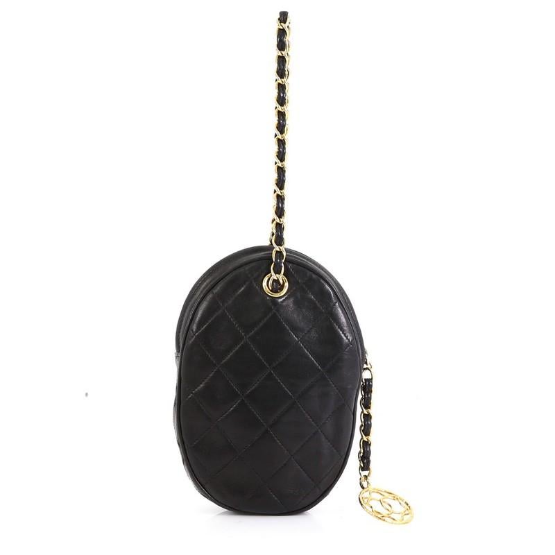 Chanel Oval CC Charm Clutch Quilted Leather Small In Good Condition In NY, NY
