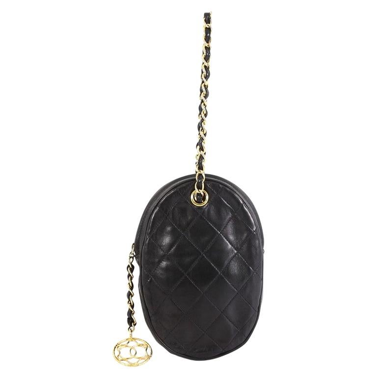 Chanel Oval CC Charm Clutch Quilted Leather Small