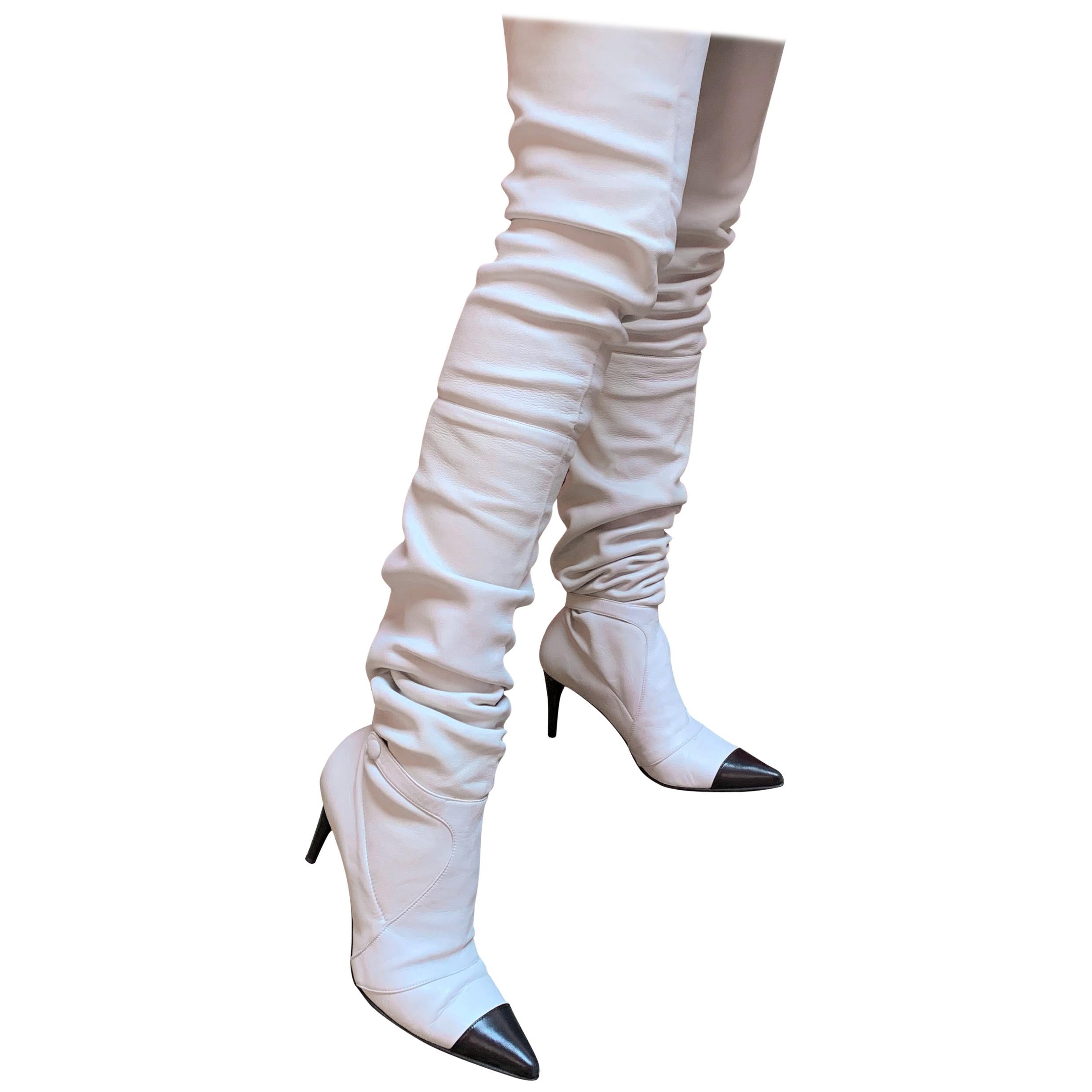 Chanel Knee High Boots  in 2023  Boots Chanel shoes Fashion shoes