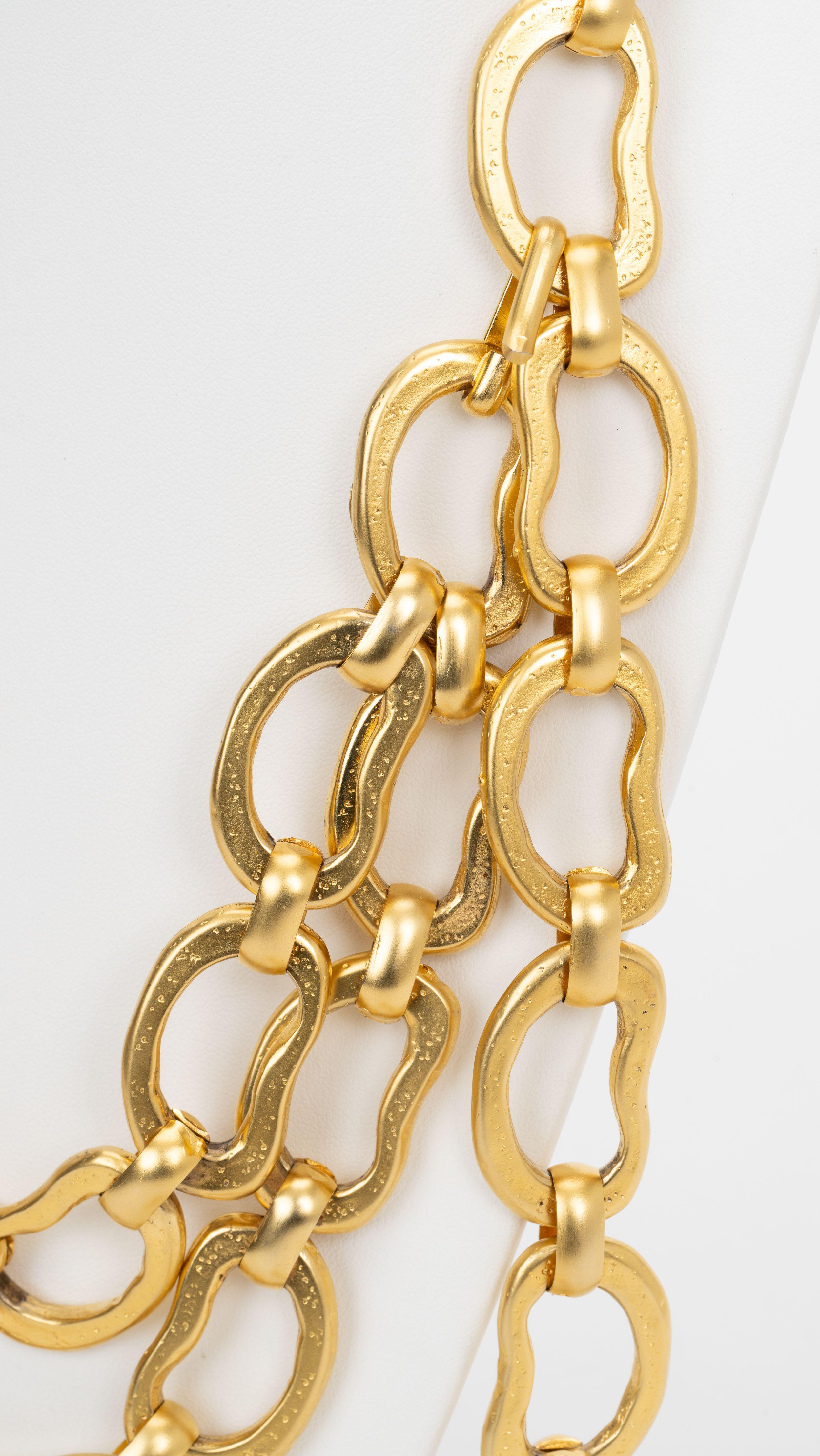 Chanel Oversize 93 Satin Goldgürtel/Halskette aus Satin Damen im Angebot