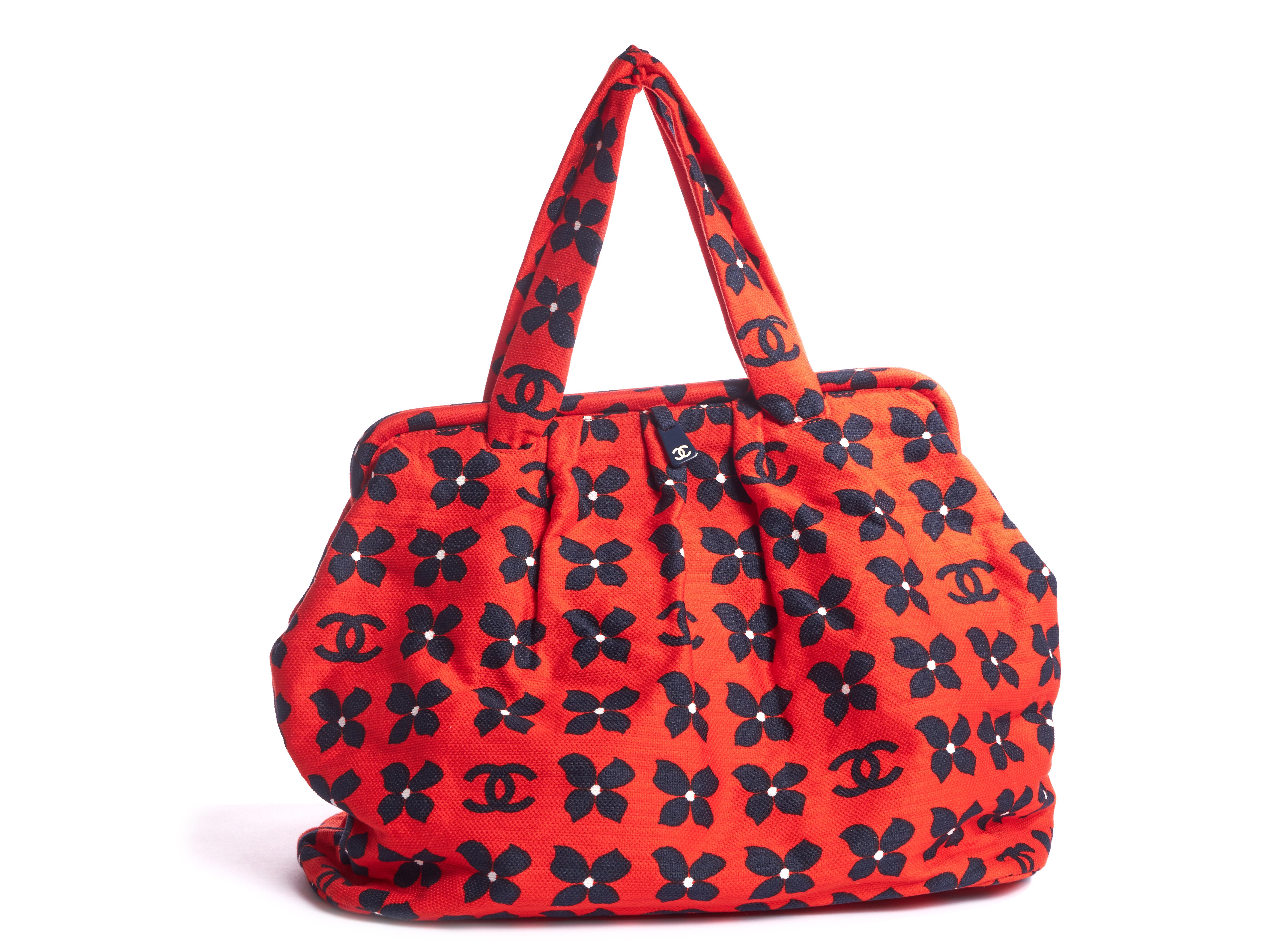 Red Chanel Oversize Clover Fabric Snap Bag