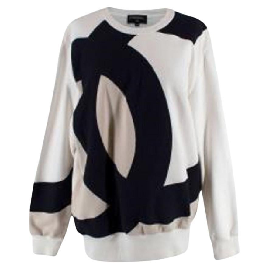 Chanel Oversize Logo Navy and Cream Cotton Sweatshirt For Sale at ...