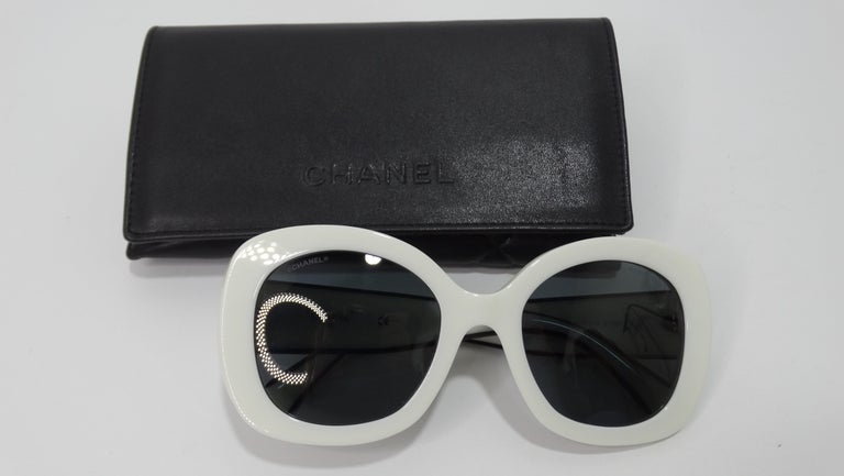 Chanel Oversized Black and White Square Logo Sunglasses