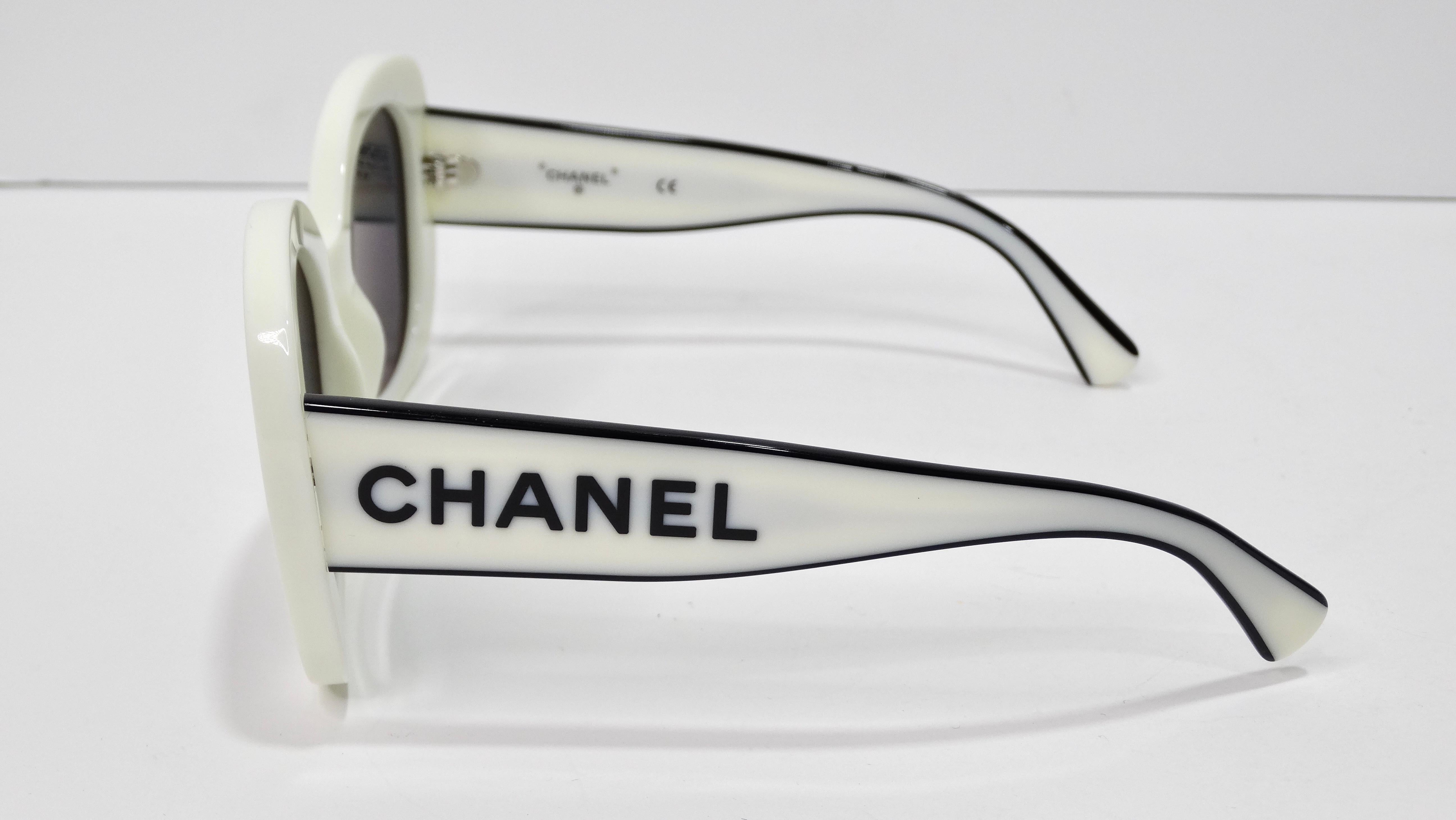 Women's or Men's Chanel Oversized Black & White Square Logo Sunglasses