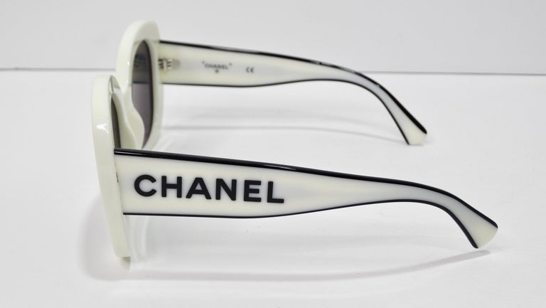 Chanel Oversized Black & White Square Logo Sunglasses