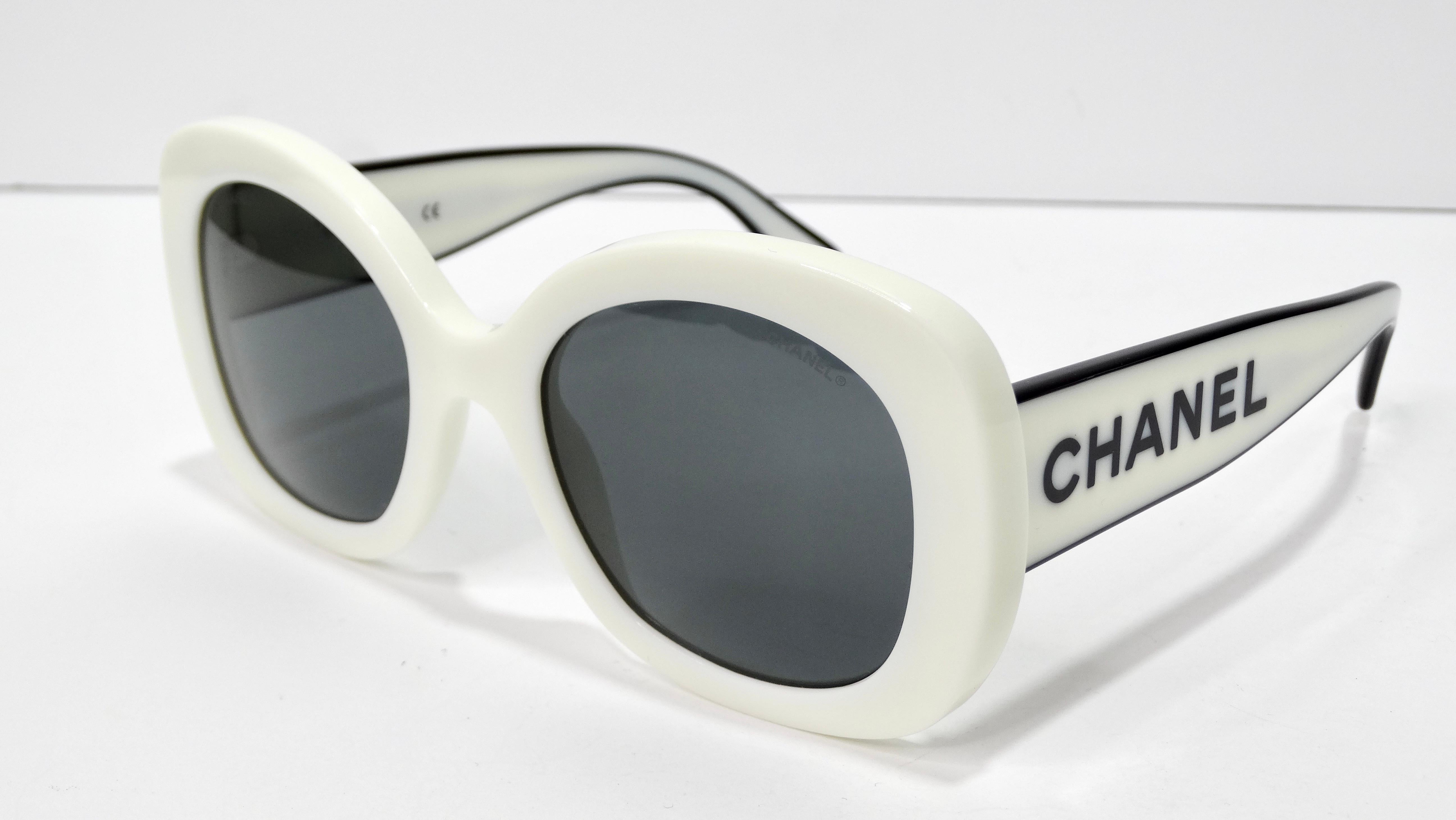 Chanel Oversized Black & White Square Logo Sunglasses 2