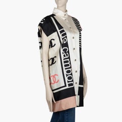 Chanel Oversized Graphic Logo Print Silk Vest  Size 36 FR