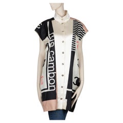 Chanel Oversized Graphic Logo Print Silk Vest  Size 36 FR