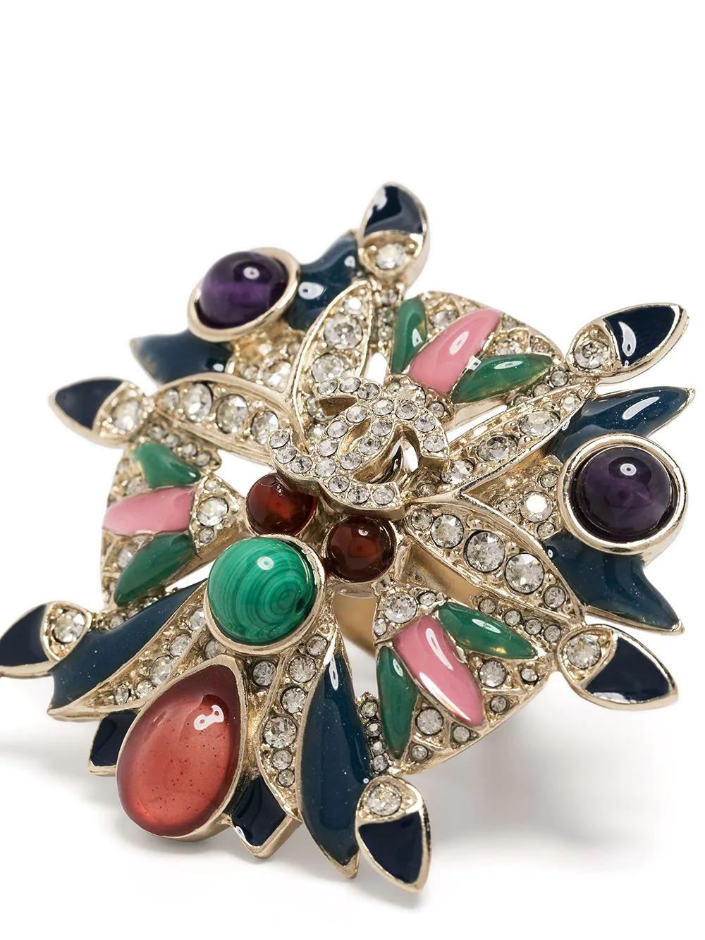 Chanel Oversized Stone-embellished CC Ring In Excellent Condition In London, GB