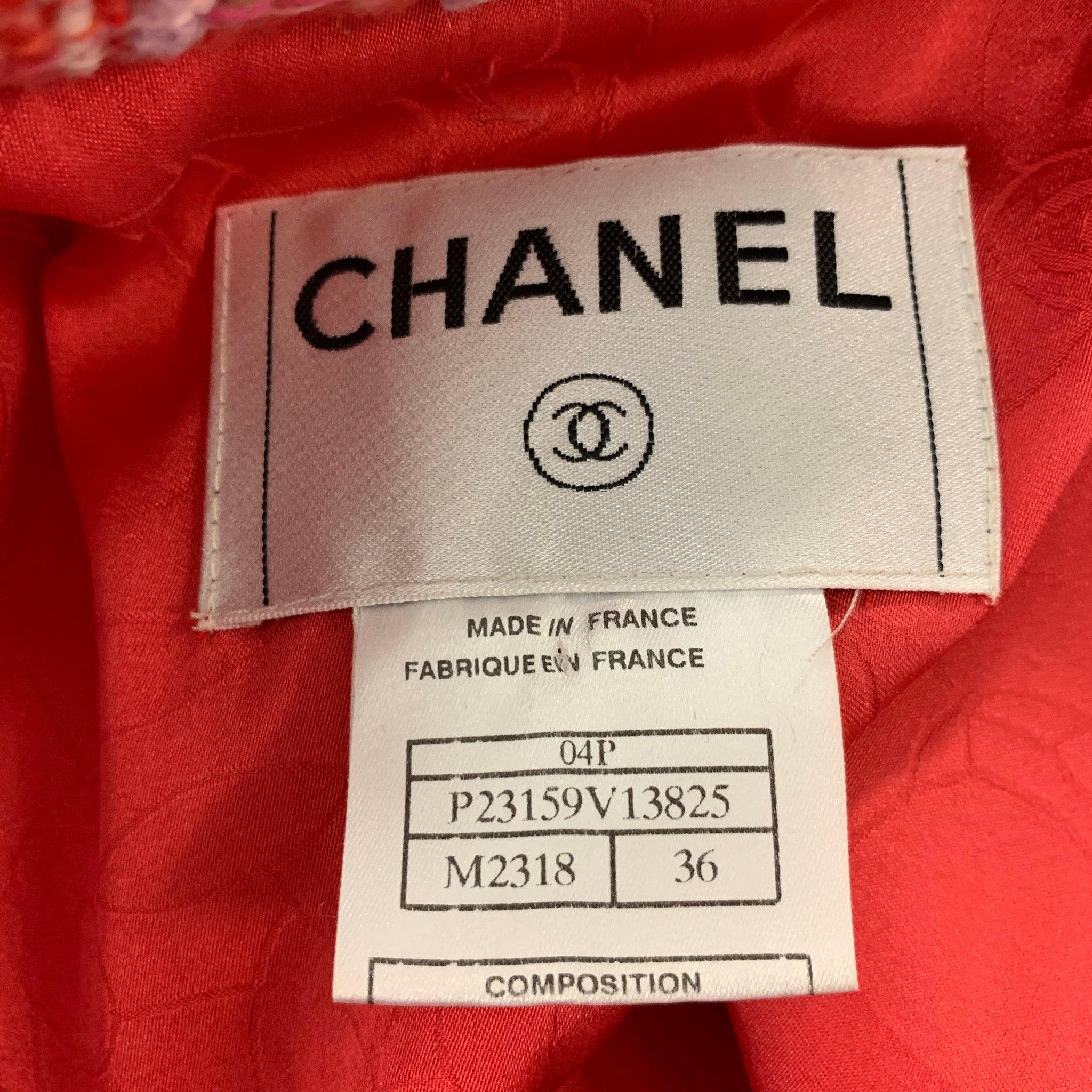 CHANEL P23159V13825 Size 4 Red White Cotton Blend Single breasted Jacket 2